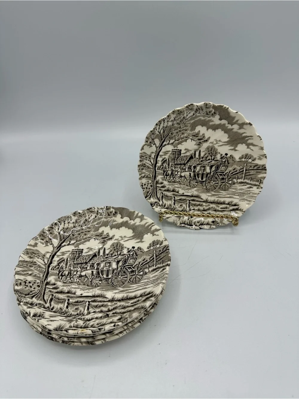 Vtg Myott Royal Mail Brown Saucer Plates 5 1/2